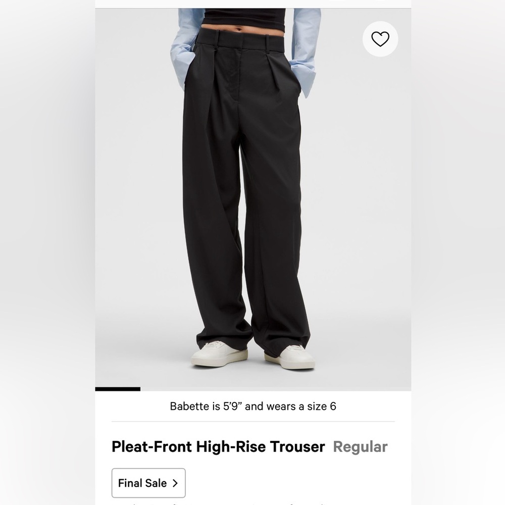Lululemon Pleat-Front High-Rise Trousers Black 2